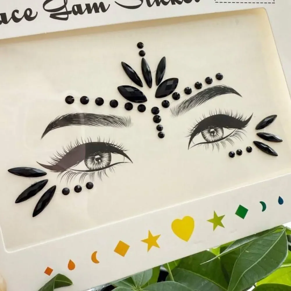 Black Face Gem Lash Accent Stickers